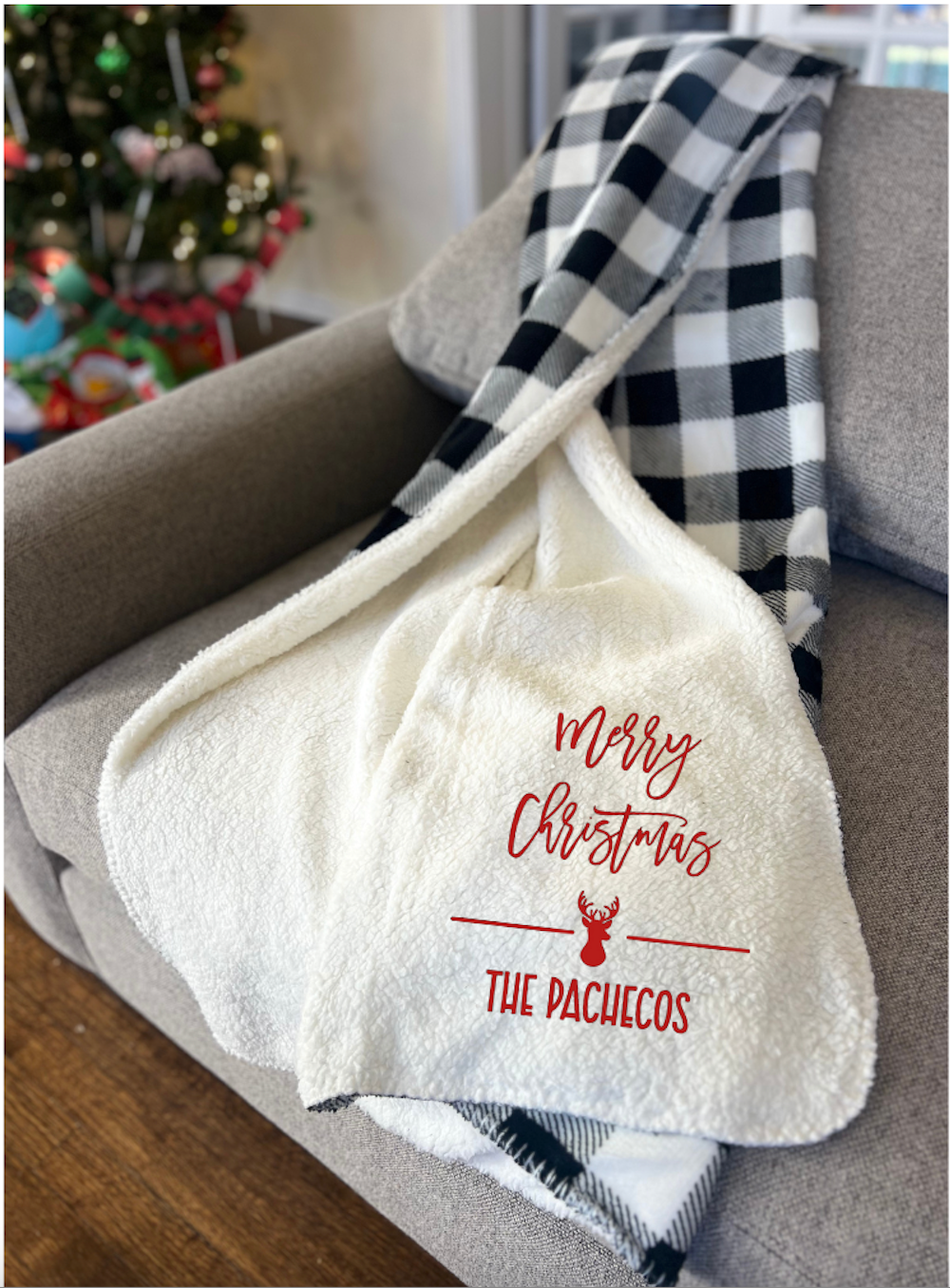 Rustic Christmas Throw - Personalized